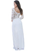 Sexy White Lace Crochet Quarter Sleeve Maxi Dress